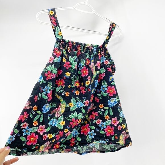 Old Navy Floral Linen Blend Tropical Bird Tank Top vacation summer size S - Picture 4 of 6